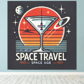 Martini Space Travel 1957 Space Age Logo Canvas Afdruk (Insitu (Houten vloer))