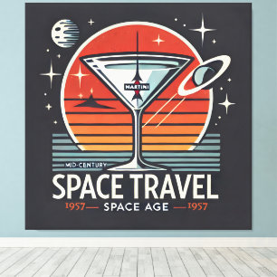 Martini Space Travel 1957 Space Age Logo Canvas Afdruk