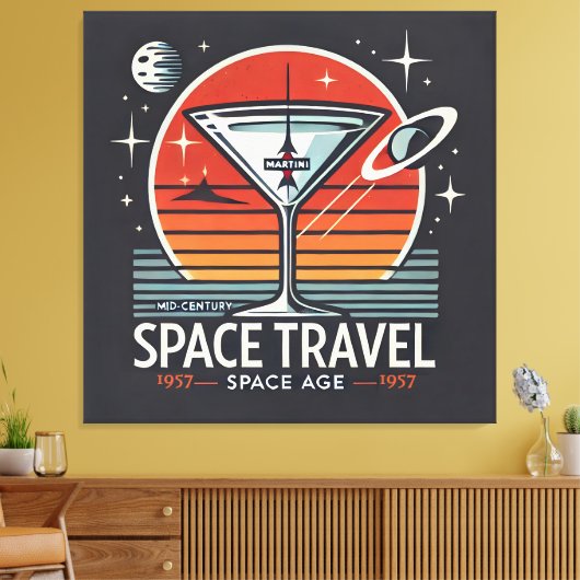 Martini Space Travel 1957 Space Age Logo Canvas Afdruk (Insitu (Woonkamer))