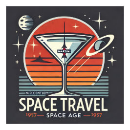 Martini Space Travel 1957 Space Age Logo Foto Afdruk