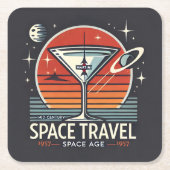 Martini Space Travel 1957 Space Age Logo Kartonnen Onderzetters (Voorkant)