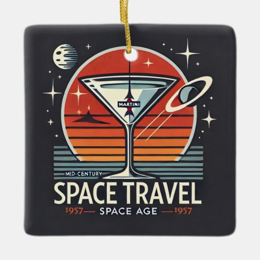 Martini Space Travel 1957 Space Age Logo Keramisch Ornament (Voorkant)