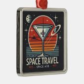 Martini Space Travel 1957 Space Age Logo Metalen Ornament (Rechts)