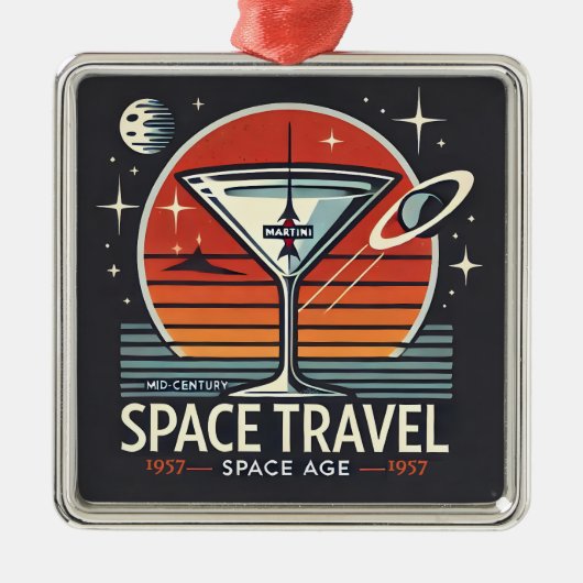 Martini Space Travel 1957 Space Age Logo Metalen Ornament (Voorkant)