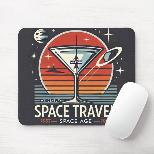 Martini Space Travel 1957 Space Age Logo Muismat (Met muis)