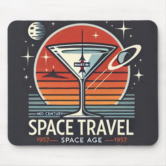 Martini Space Travel 1957 Space Age Logo Muismat (Voorkant)