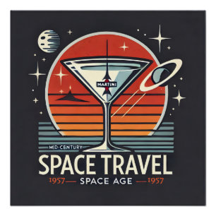 Martini Space Travel 1957 Space Age Logo Perfect Poster