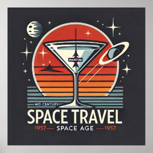 Martini Space Travel 1957 Space Age Logo Poster