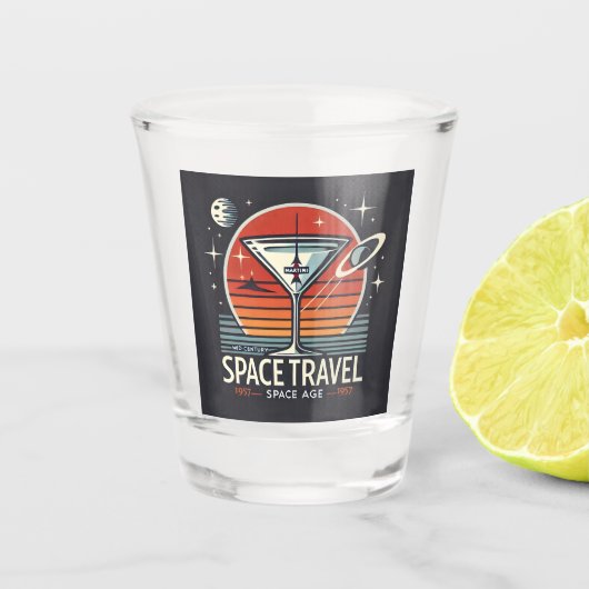 Martini Space Travel 1957 Space Age Logo Shot Glas (Voorkant)