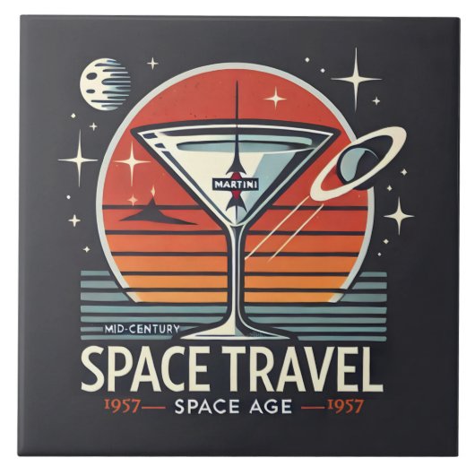 Martini Space Travel 1957 Space Age Logo Tegeltje (Voorkant)