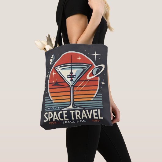 Martini Space Travel 1957 Space Age Logo Tote Bag (Dichtbij)