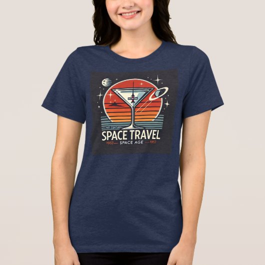 Martini Space Travel 1957 Space Age Logo Tri-Blend Shirt (Voorkant)