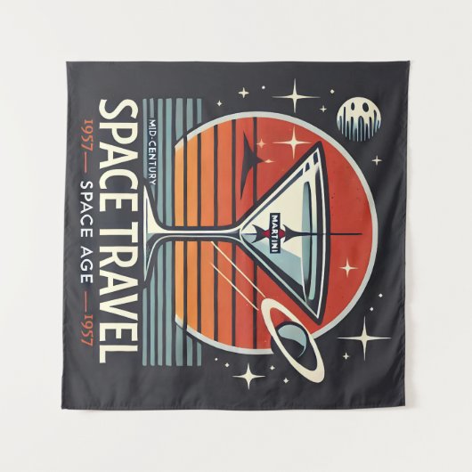 Martini Space Travel 1957 Space Age Logo Wandkleed (Voorkant (horizontaal))