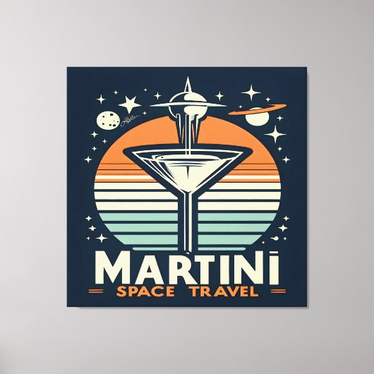 Martini Space Travel Lift Off Logo Canvas Afdruk (Voorkant)