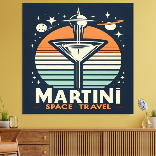 Martini Space Travel Lift Off Logo Canvas Afdruk (Insitu (Woonkamer))