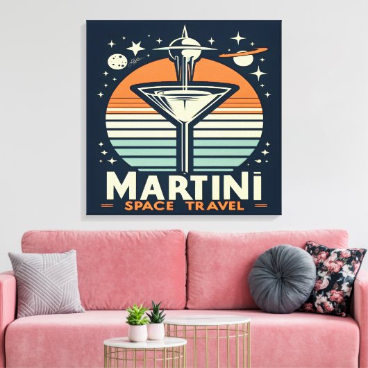 Martini Space Travel Lift Off Logo Canvas Afdruk (Insitu (Woonkamer))