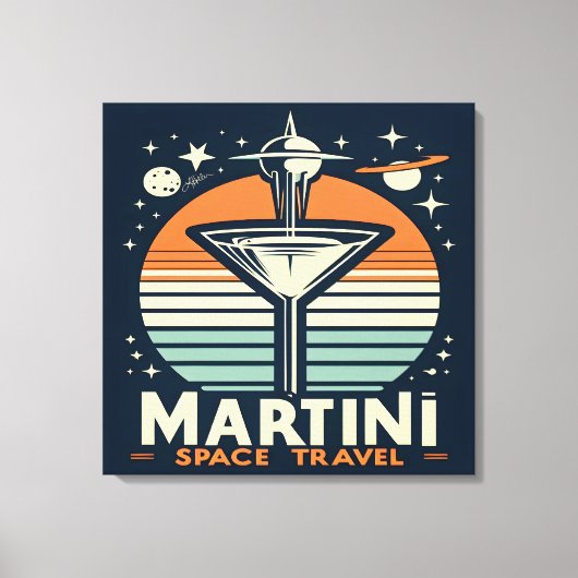 Martini Space Travel Lift Off Logo Canvas Afdruk (Voorkant)