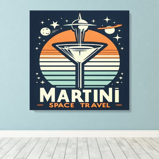 Martini Space Travel Lift Off Logo Canvas Afdruk (Insitu (Houten vloer))
