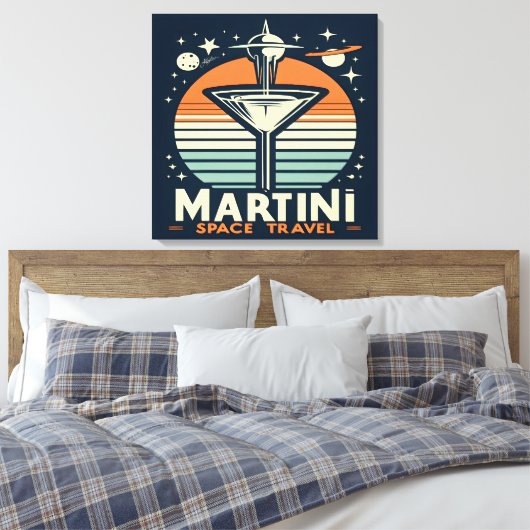 Martini Space Travel Lift Off Logo Canvas Afdruk (Insitu (Slaapkamer))