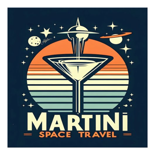Martini Space Travel Lift Off Logo Foto Afdruk (Voorkant)