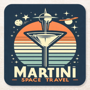Martini Space Travel Lift Off Logo Kartonnen Onderzetters