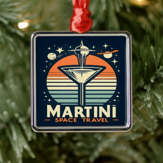 Martini Space Travel Lift Off Logo Metalen Ornament (Boom)