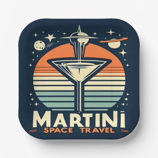 Martini Space Travel Lift Off Logo Papieren Bordje (Voorkant)
