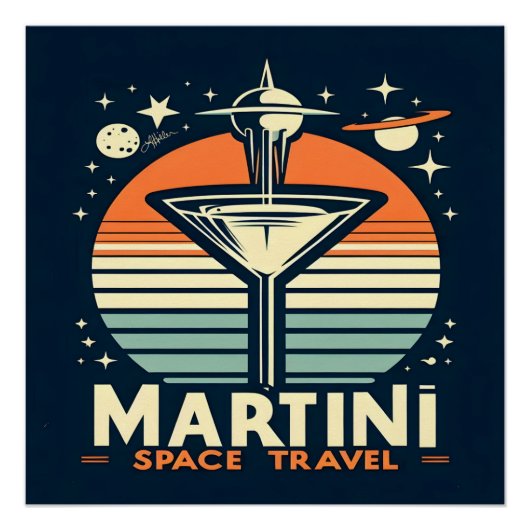 Martini Space Travel Lift Off Logo Perfect Poster (Voorkant)