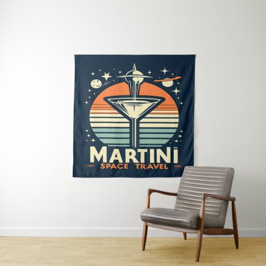 Martini Space Travel Lift Off Logo Wandkleed (In situ)