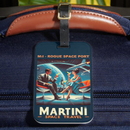 Martini Space Travel Poster Rogue Space Port Bagagelabel