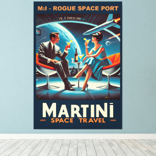 Martini Space Travel Poster Rogue Space Port Canvas Afdruk