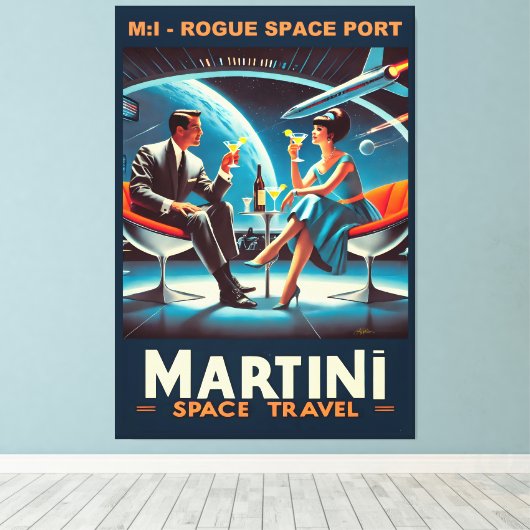 Martini Space Travel Poster Rogue Space Port Canvas Afdruk (Insitu (Houten vloer))