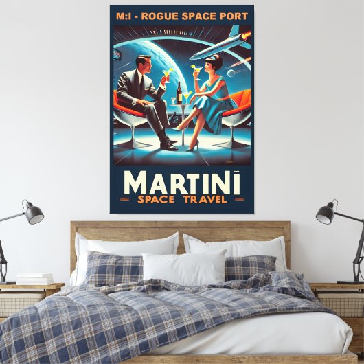 Martini Space Travel Poster Rogue Space Port Canvas Afdruk (Insitu (Slaapkamer))