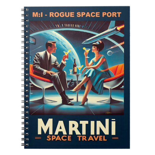 Martini Space Travel Poster Rogue Space Port Notitieboek (Voorkant)