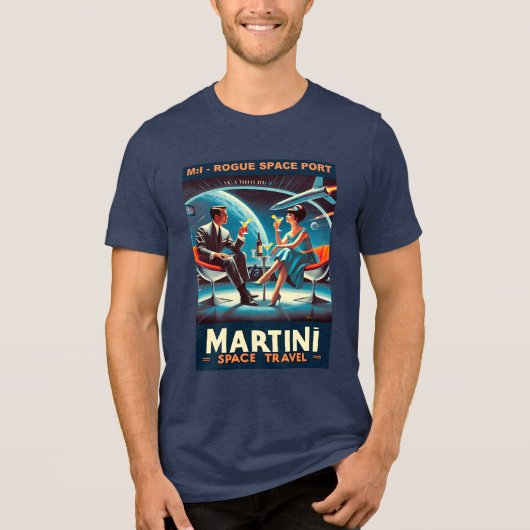 Martini Space Travel Poster Rogue Space Port Tri-Blend Shirt (Voorkant)