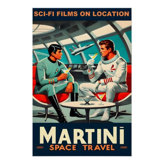 Martini Space Travel Poster Sci-Fi Films in de rui (Voorkant)