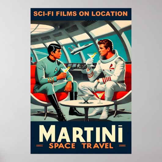 Martini Space Travel Poster Sci-Fi Films in de rui (Voorkant)