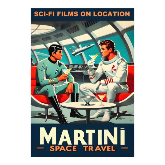 Martini Space Travel Poster Sci-Fi Films in de rui (Voorkant)