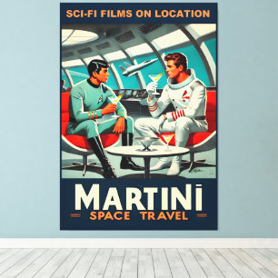 Martini Space Travel Poster Sci-Fi Films in de rui Canvas Afdruk