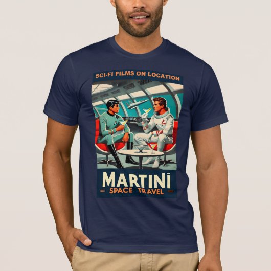 Martini Space Travel Poster Sci-Fi Films in de rui T-shirt (Voorkant)