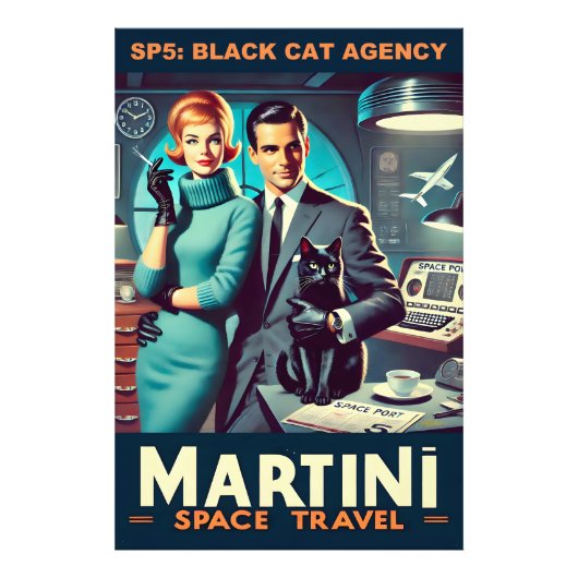 Martini Space Travel Poster SP5: Black Cat Agency (Voorkant)
