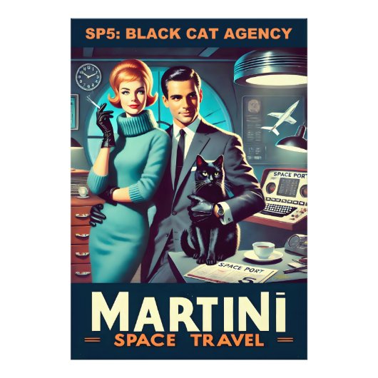 Martini Space Travel Poster SP5: Black Cat Agency (Voorkant)
