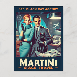 Martini Space Travel Poster SP5: Black Cat Agency Briefkaart