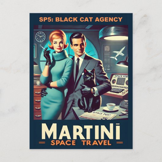 Martini Space Travel Poster SP5: Black Cat Agency Briefkaart (Voorkant)