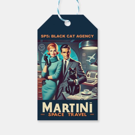 Martini Space Travel Poster SP5: Black Cat Agency Cadeaulabel (Voorkant)