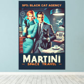 Martini Space Travel Poster SP5: Black Cat Agency Canvas Afdruk (Insitu (Houten vloer))