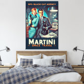Martini Space Travel Poster SP5: Black Cat Agency Canvas Afdruk (Insitu (Slaapkamer))