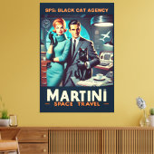 Martini Space Travel Poster SP5: Black Cat Agency Canvas Afdruk (Insitu (Woonkamer))