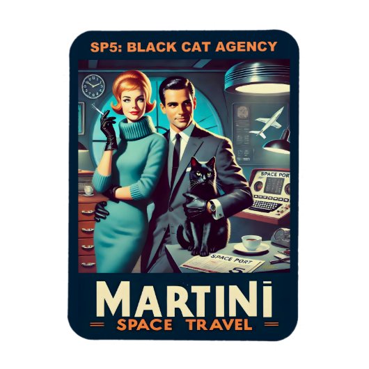 Martini Space Travel Poster SP5: Black Cat Agency Magneet (Verticaal)