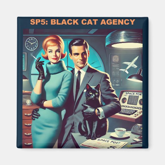 Martini Space Travel Poster SP5: Black Cat Agency Magneet (Voorkant)